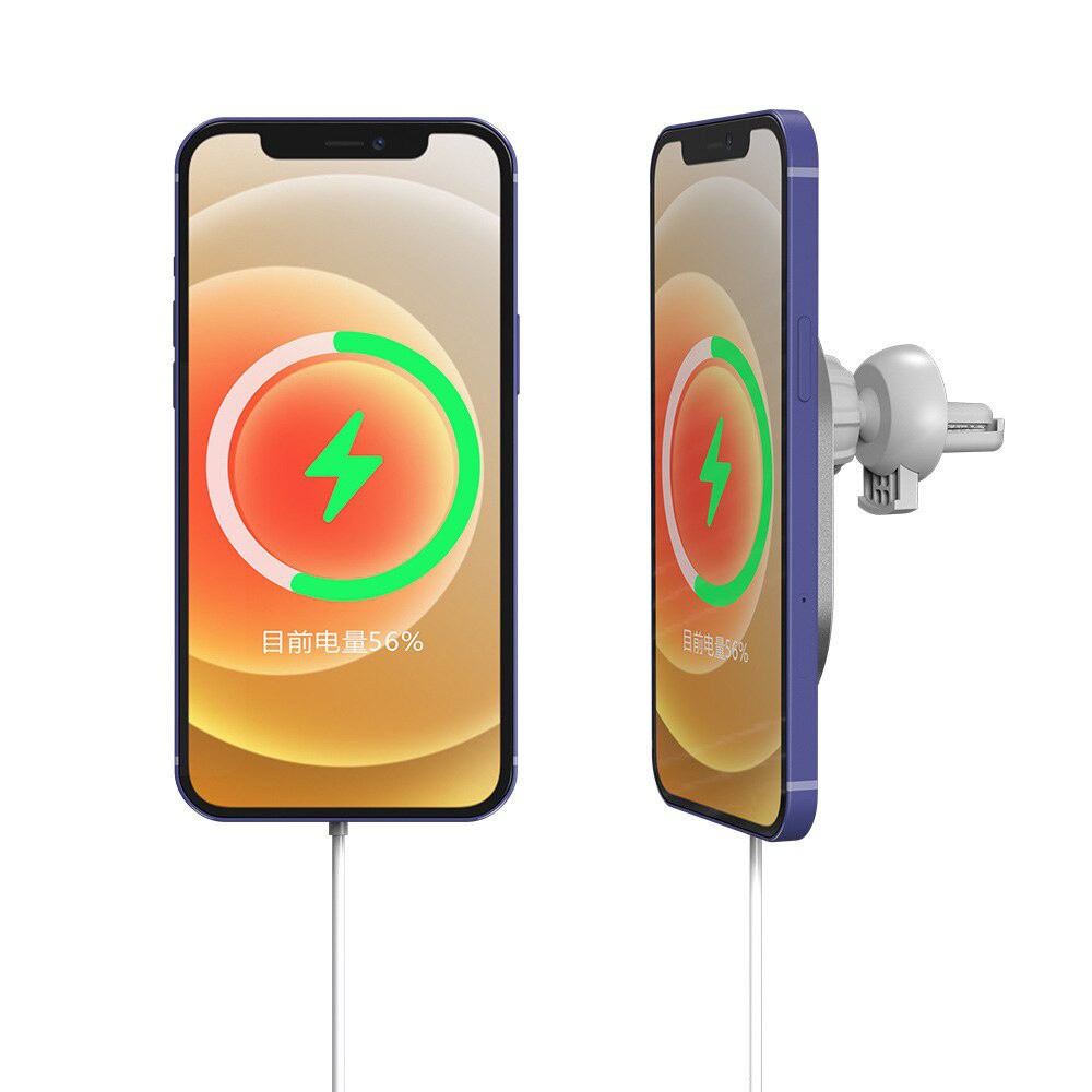 Giá Đỡ Điện Thoại Kiêm Sạc Không Dây 15W Gắn Lỗ Thông Gió Xe Hơi Cho iPhone 14 13 12 Pro Max 12