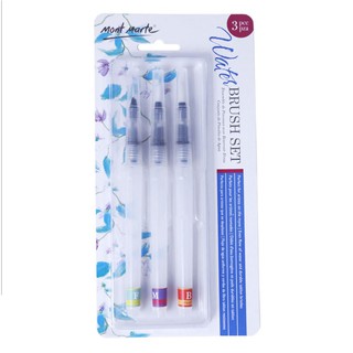 Cọ vẽ màu nước Mont Marte set 3 cây waterbrush size F/M/B. Bút ngậm nước dùng cho màu nén vẽ tranh cao cấp