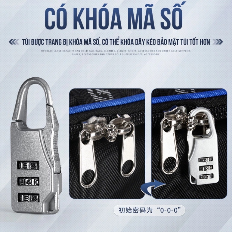 Cover túi gậy máy bay có khóa mã  - Extra Thick Golf Travelling Bag With Lock