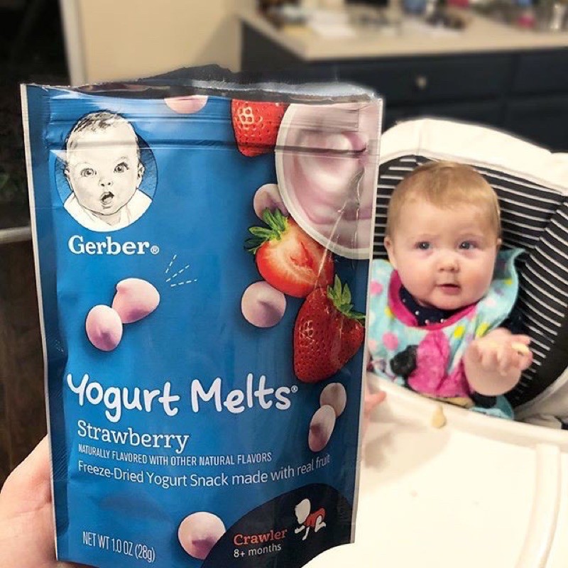[Chuẩn hàng Mĩ ] Sữa chua khô Gerber cho bé ăn dặm từ 8 tháng, Gerber yogurts melts có đủ vị