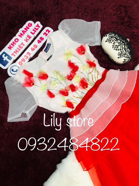 Ảnh và video thật 10000% ! Đầm xoè phối hoa