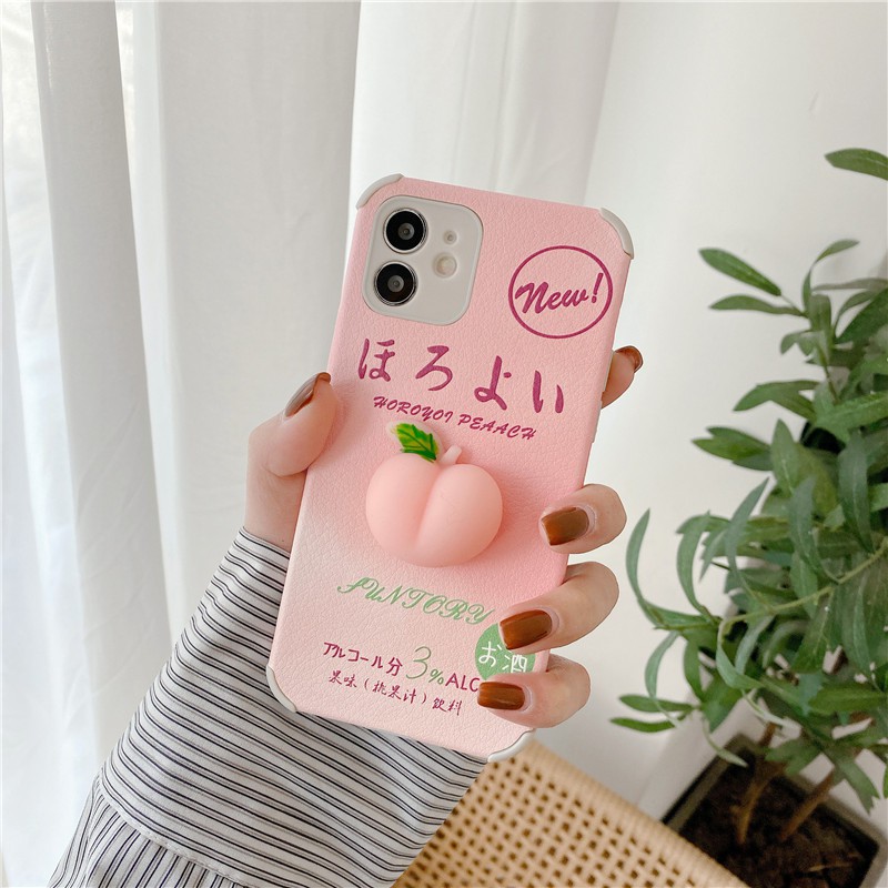 Ốp lưng TPU silicon mềm chống va đập hình trái đào 3D cho IPHONE 12 11 PRO MAX X XS MAX XR 8 7 PLUS