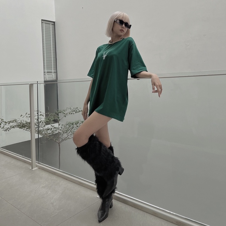 Áo thun tay lỡ PSYCHO GREEN phông Unisex nam nữ Cotton 
 áo thun oversize form rộng LUNACY