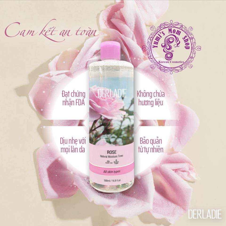 Nước Hoa Hồng Cấp Ẩm Derladie Rose Natural Moisture Toner 500ml