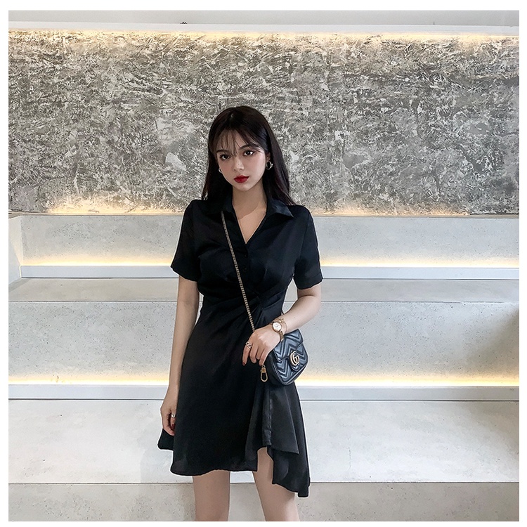 Đầm ngắn dáng ôm thiết kế lệch tà thời trang mùa hè 2021 cho nữ