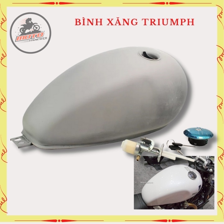 Bình xăng Trium, thùng xăng lớn độ xe Classic cafe racer , 67.. dung tích hơn 9 lít, bả sẵn matit, chỉ việc sơn