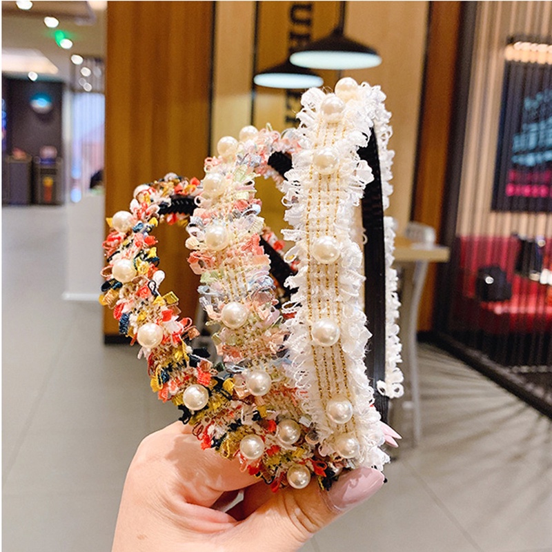 Mới Băng Đô Cài Tóc Đính Ngọc Trai Chống Trượt Cho Nữ