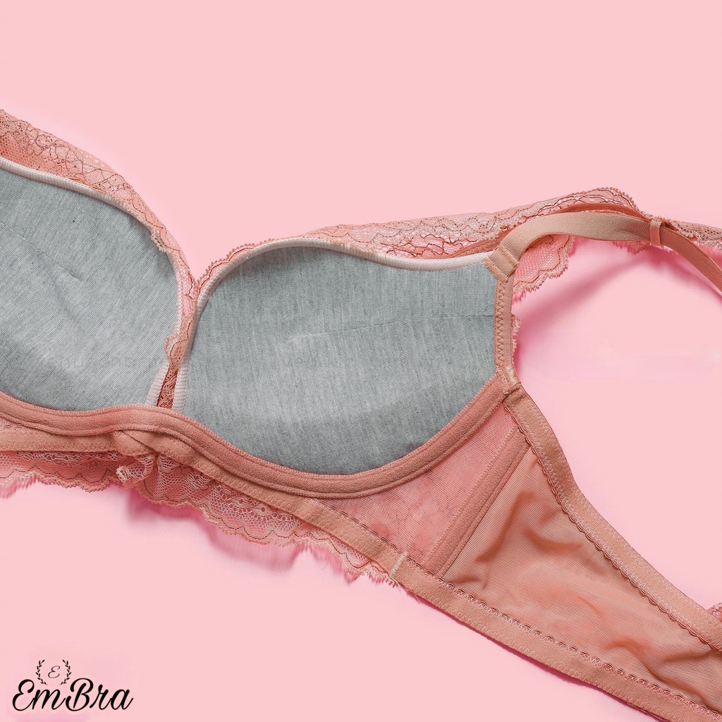 Áo lót nữ Embra ren mềm mại áo rời đệm hơi không gọng siêu nâng ngực EBALKG28