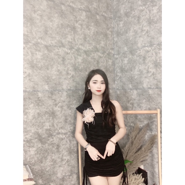 Áo sóng nhăn lệch vai siêu tôn dáng sang chảnh