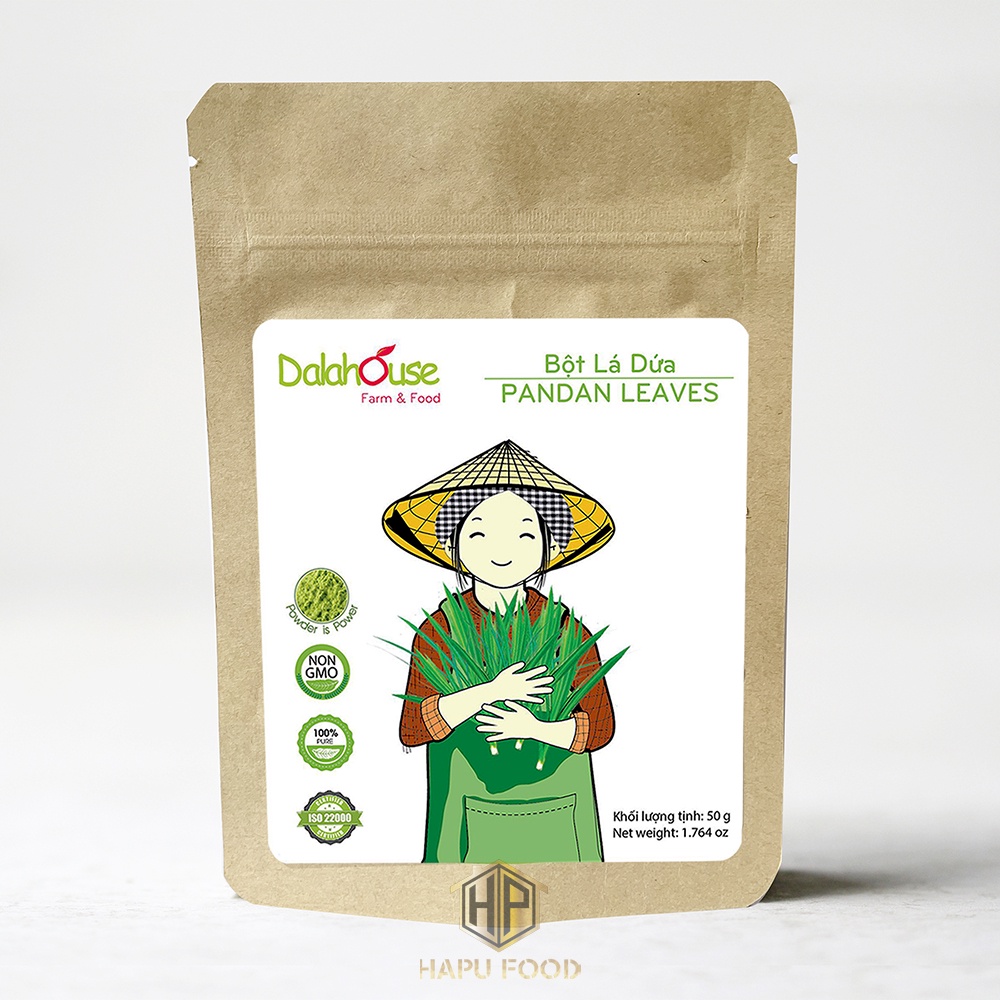 Bột lá dứa nếp nguyên chất Dalahouse (50g) - Bột tạo màu, mùi tự nhiên