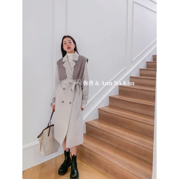 ( Ảnh thật ) V10127 Áo dạ ép kèm áo gile dáng dài Anna | BigBuy360 - bigbuy360.vn