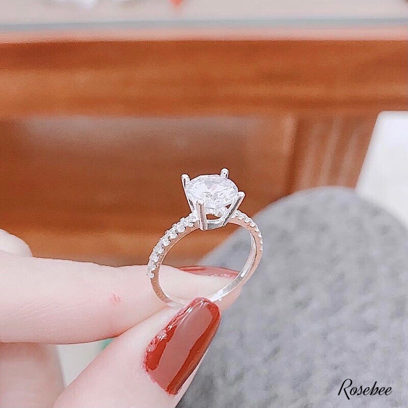 Nhẫn nữ đính hột cao Italy mạ bạch kim - Phong cách thời trang thanh lịch, sang trọng
