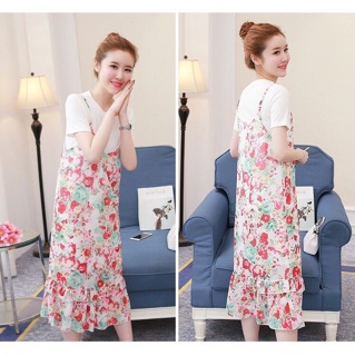 SET ĐẦM 2 DÂY ĐUÔI CÁ+ ÁO THUN
