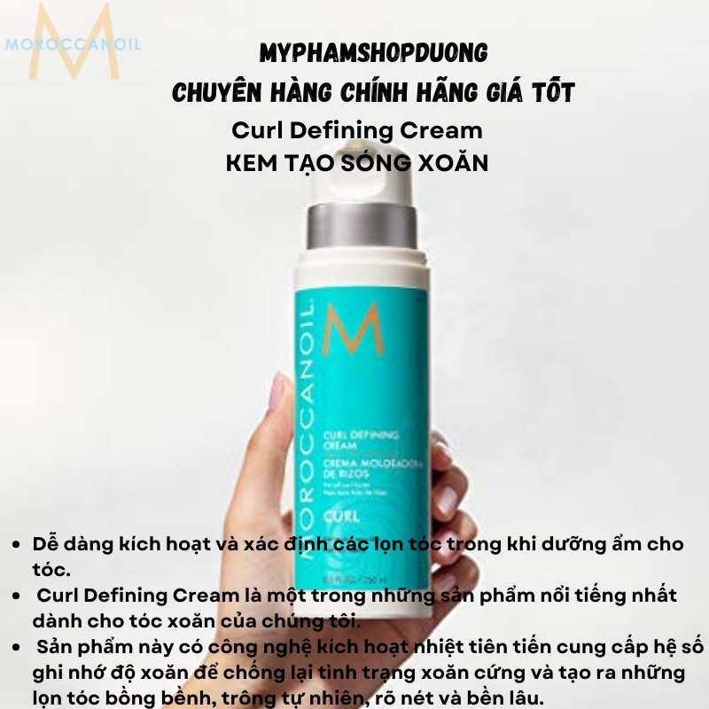 Kem định hình sóng xoăn Moroc curl defining cream 250ml chính hãng tóc xoăn mềm mại không gây bết dính