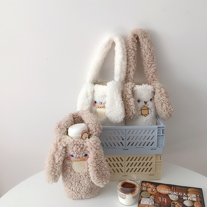 Túi Đựng Bình Nước Mềm Mại Đính Tai To Dễ Thương