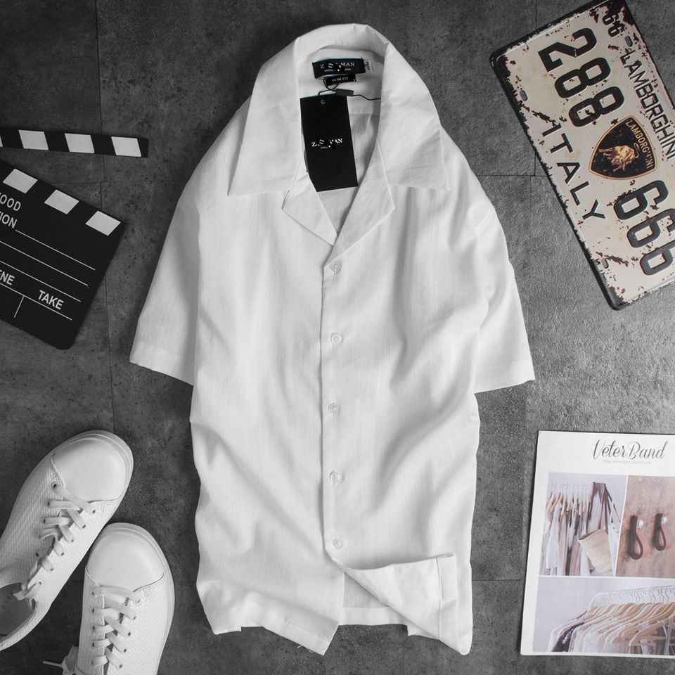 Áo Sơ Mi Nam Cổ Vest Màu Trơn