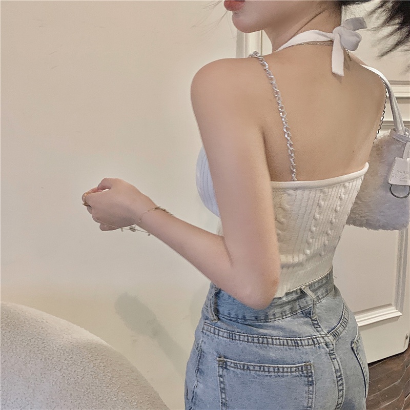 Áo Len Hai Dây Thêu Hình Trái Tim Phong Cách Mỹ Ngọt Ngào Thời Trang Mùa Hè Cho Nữ