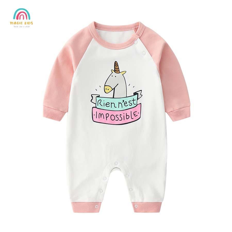 Bộ body dài tay in họa tiết hình thú đáng yêu chất cotton mềm mại cho bé  BL20011- Thời trang Bonkids