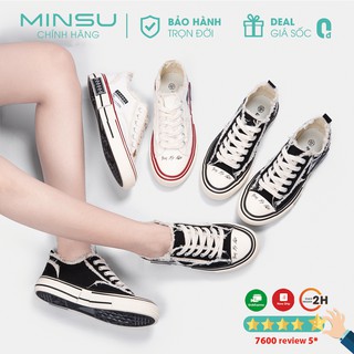 Giày Thể Thao Nữ MINSU M3305 Giày Sneaker Bata Hàn Quốc Style Rách Cho Bạn Gái Năng Động, Cá Tính Khi Đi Chơi, Đi Học