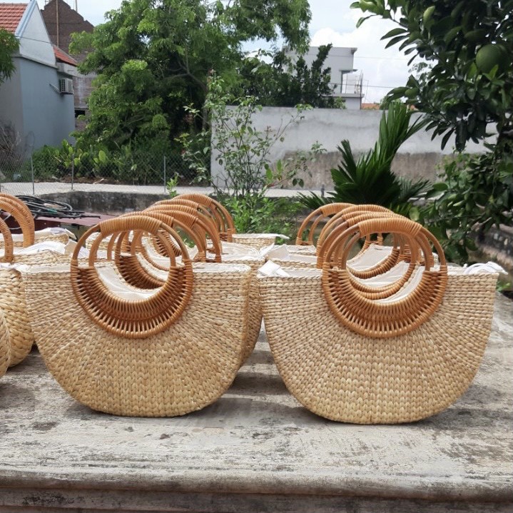 Túi Xách Nữ Lục Bình Bán Nguyệt Quai Đôi Tròn Mẫu Trơn Đơn Giản TIỆM CÓI XINH