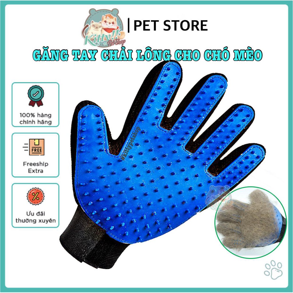 Găng tay lấy lông chó mèo, bàn tay chải lông rụng, tắm cho chó mèo - Phụ kiện cho thú cưng - Kitty Pet Shop BMT