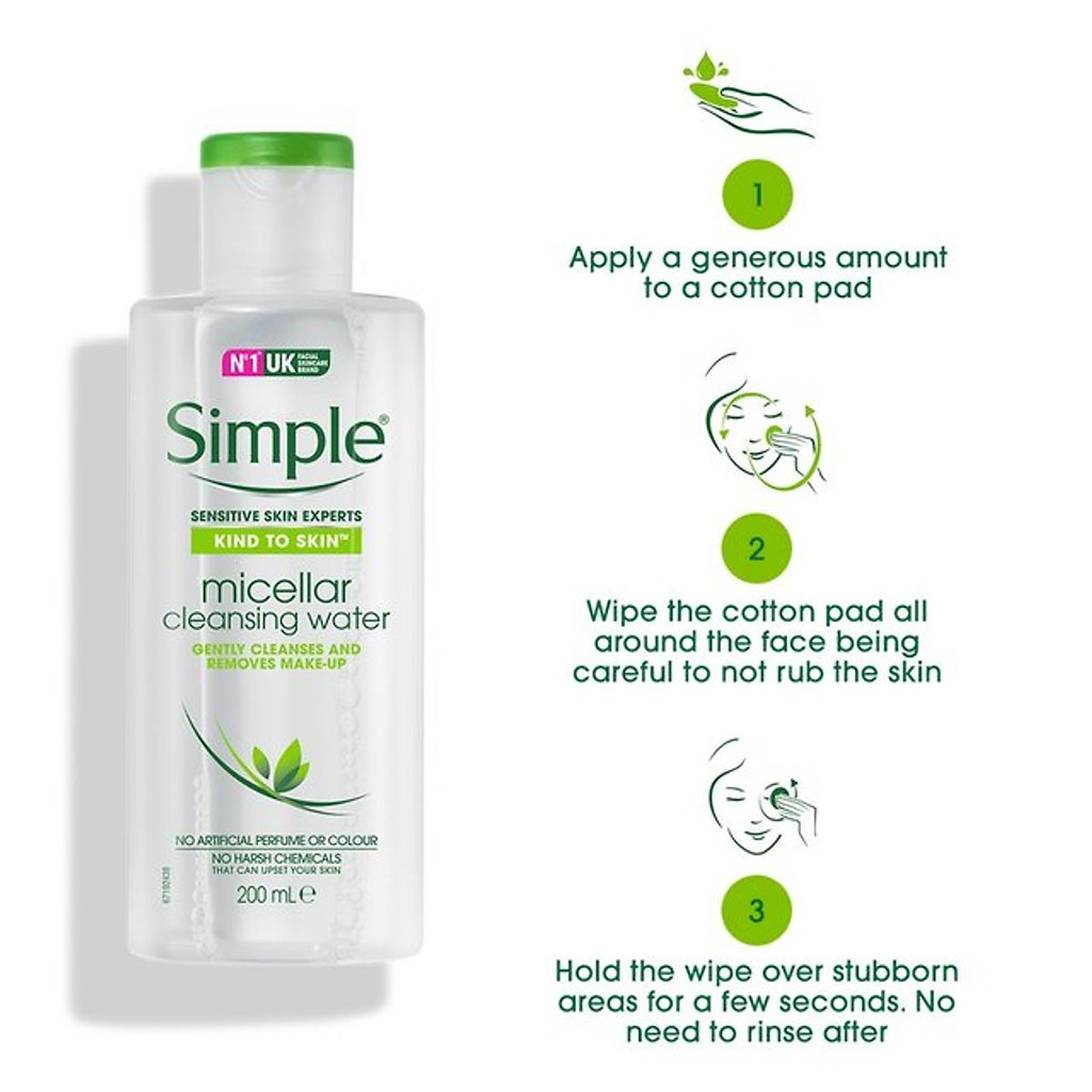 Simple Nước Tẩy Trang Micellar Cleansing Water 200ml