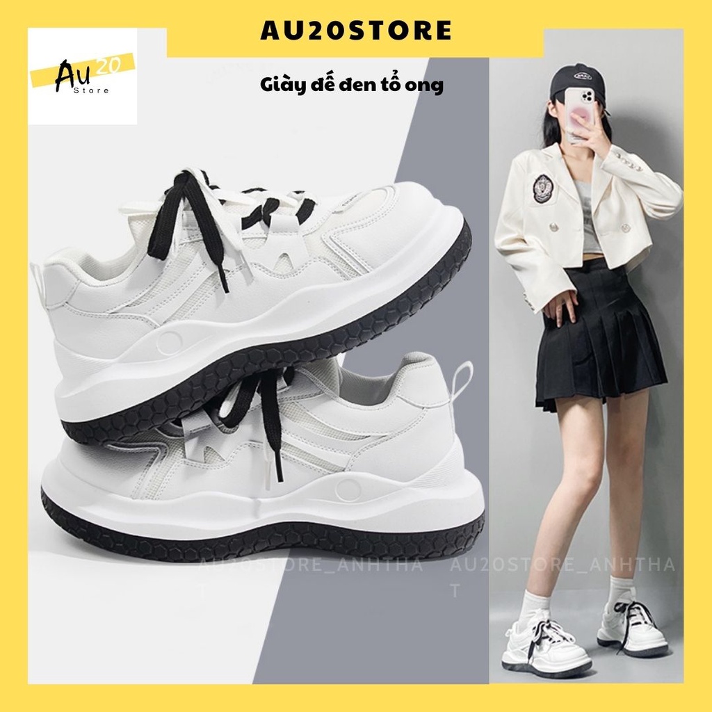 Giày thể thao Sneaker Nam nữ Trắng đế đen phong cách trẻ trung, năng động Hot 2022
