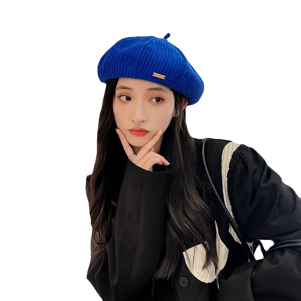 Mũ beret Len Dệt Kim Thời Trang Thu Đông Dành Cho Nữ