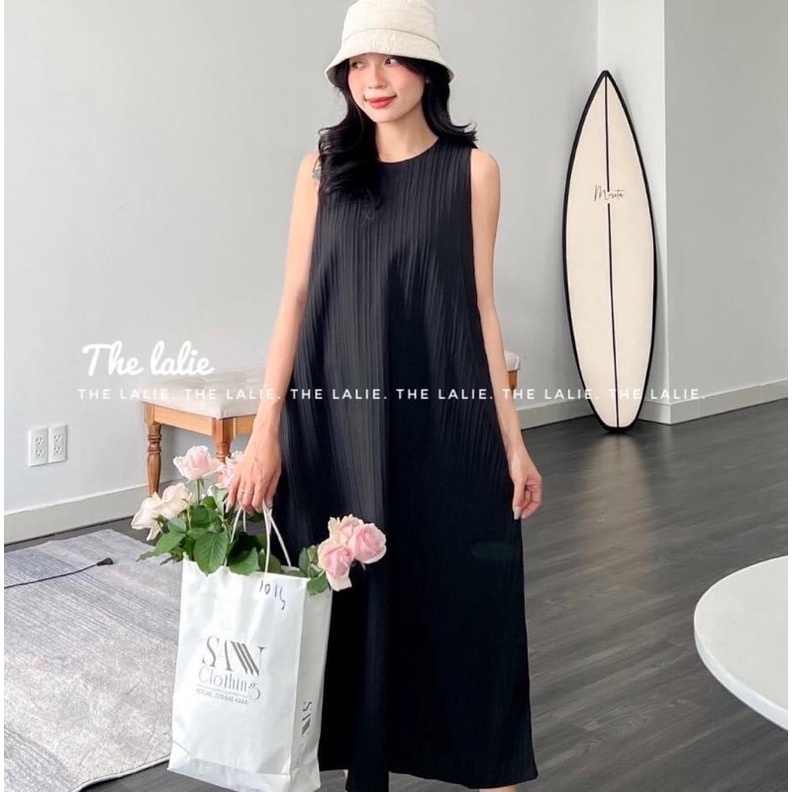 Váy xuông thun gân Lalie sát nách váy xuông gân tăm 2 lớp mềm mịn đi chơi đi biển