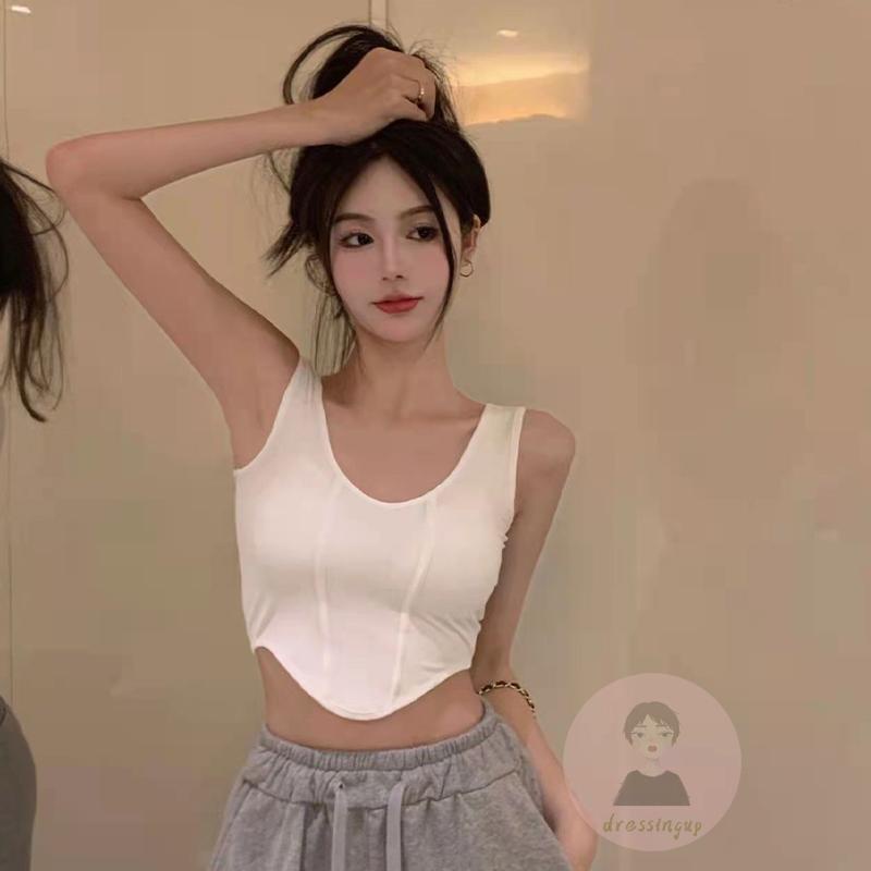 Áo Tank Top Cổ Tròn Không Tay Màu Trơn Thời Trang Mùa Hè Dành Cho Nữ