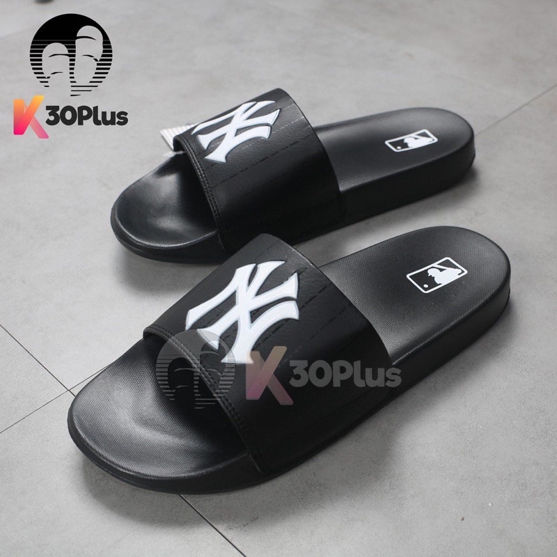 Dép  MLB Quai Ngang logo In đen, trắng