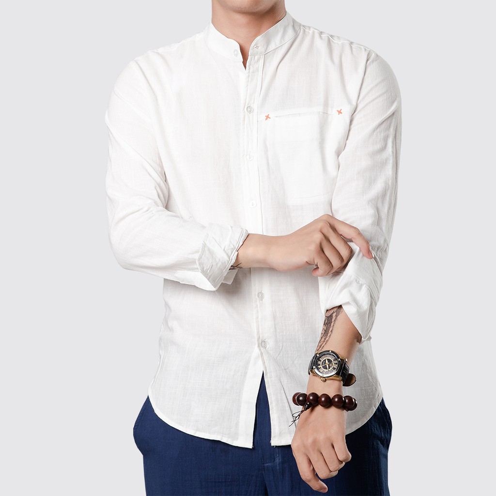 [Mã FAMALLT5 giảm 15% đơn 150K] Áo Sơ Mi Dài Tay Cổ Tàu Hàn Quốc ROUGH Chất Linen Mềm, Mát | BigBuy360 - bigbuy360.vn