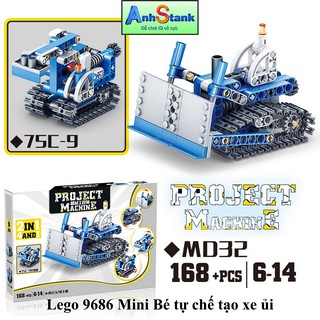 Đồ chơi lắp ráp Bé tự chế tạo xe kéo ủi 169 chi tiết bánh răng chuyển động chuẩn STEM dòng 9686 education
