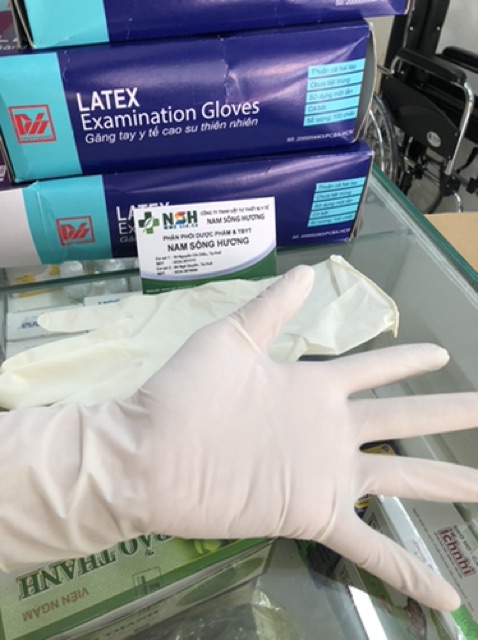 [Mã HCMST5 giảm 10K đơn 99K] Hộp 50 đôi Găng tay cao su thiên nhiên y tế có bột latex gloves DUY HÀNG