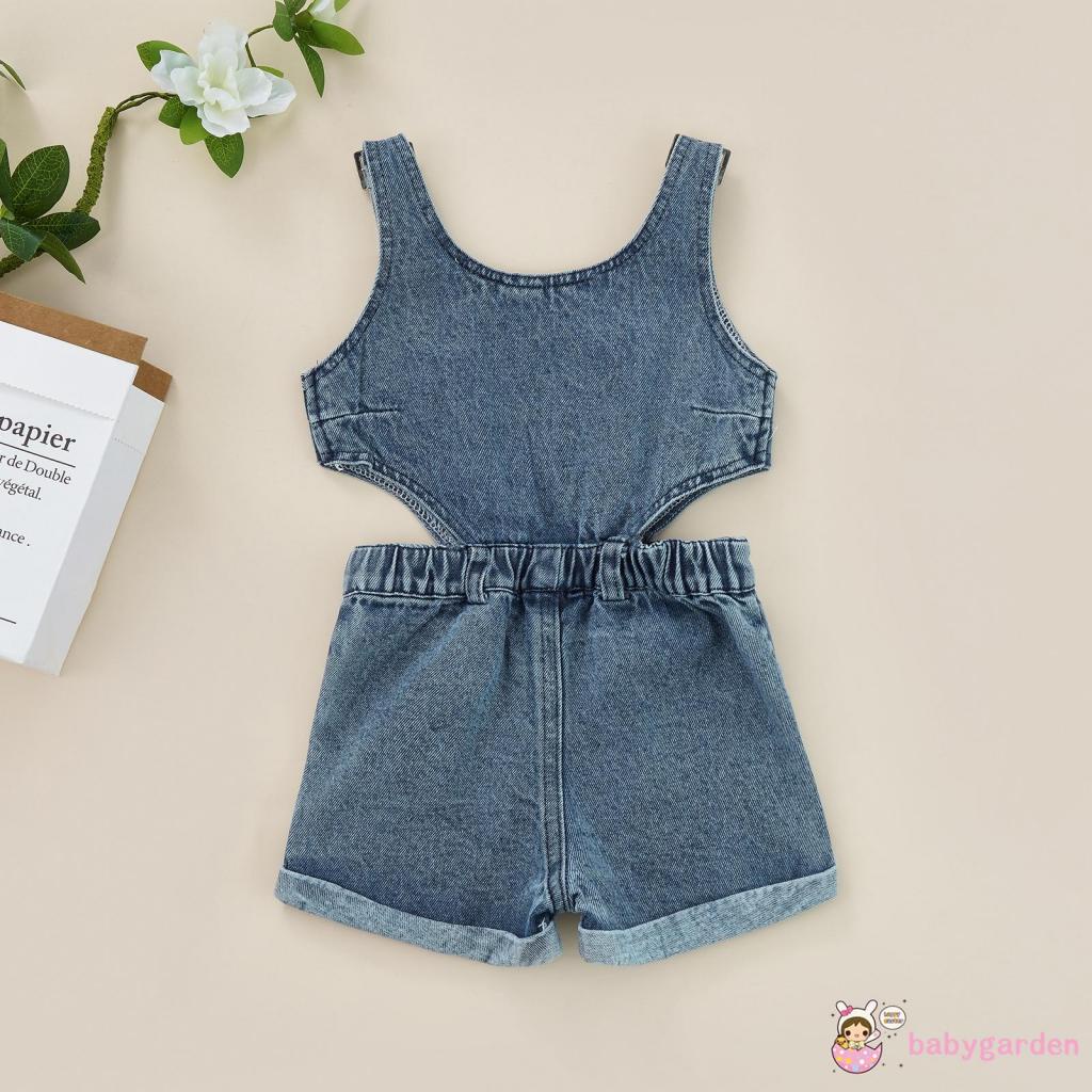 Bộ Áo Liền Quần Cổ Vuông Không Tay Màu Trơn Dành Cho Bé Gái 6 Tháng Tuổi