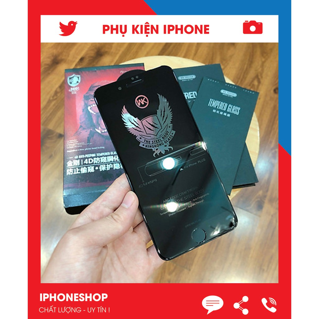 Kính Cường Lực iPhone Chống Nhìn Trộm KINGKONG 4D CHO IPHONE 7 plus,8,8 plus,x,xs max,11,12,12 pro max [4D]