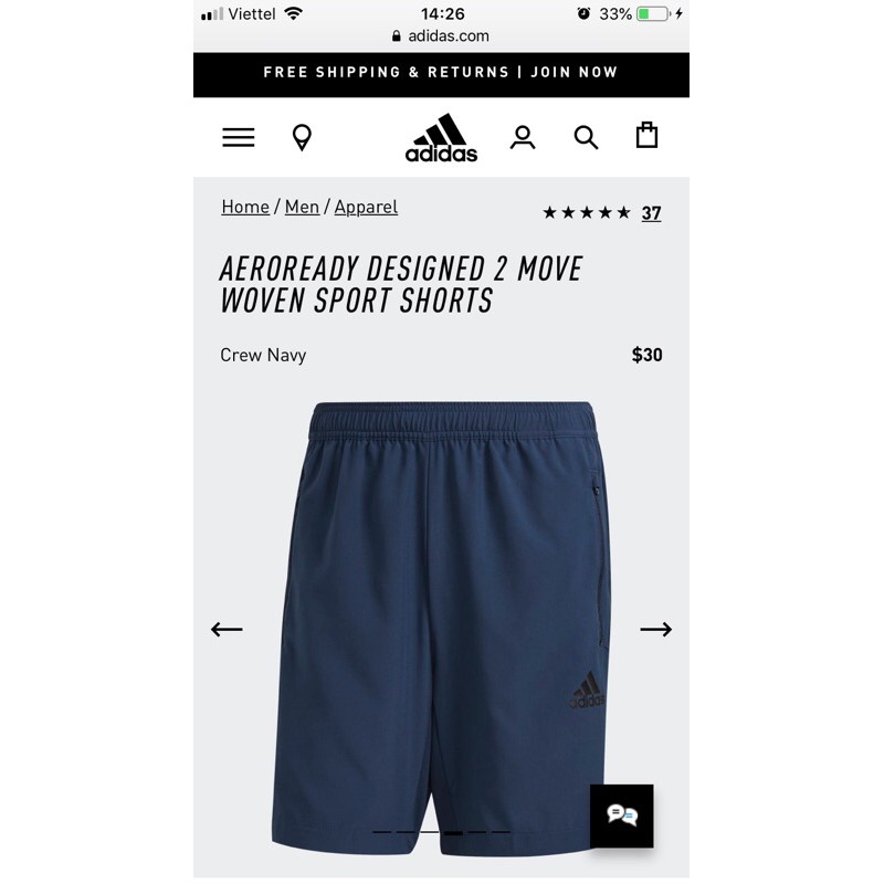 [CHÍNH HÃNG] Thanh lý Quần Adidas Aeroready Designed 2 Move Woven Sport