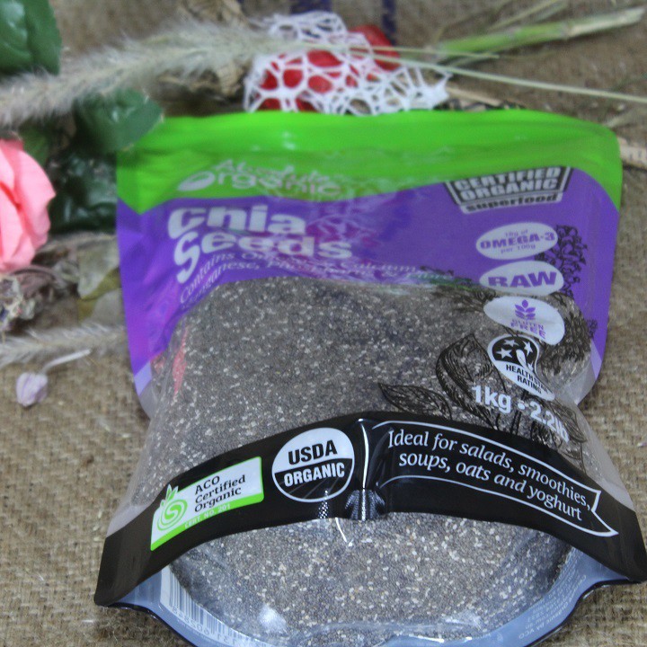 Hạt Chia Úc 1KG Absolute Organic mẫu tem chống hàng giả MỚI NHẤT