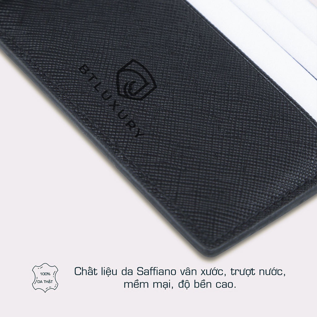 Ví nam mini nhỏ gọn COSMOS thiết kế trẻ trung chất liệu da bò saffiano cao cấp thương hiệu BTLUXURY