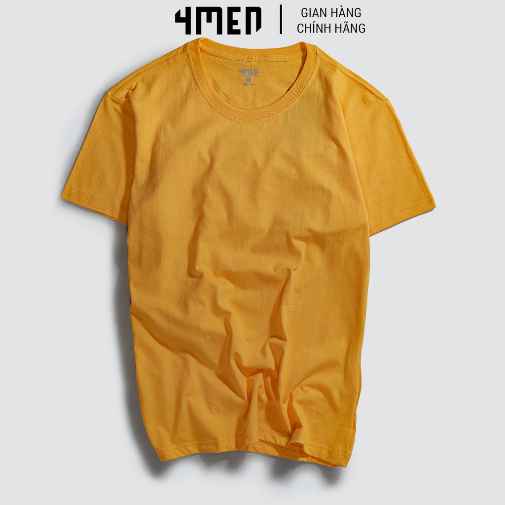 Áo thun nam cotton trơn 4MEN AT043 cổ tròn, ngắn tay, form basic, vải cotton dày dặn, thoáng mát, 4 màu hot trend | BigBuy360 - bigbuy360.vn