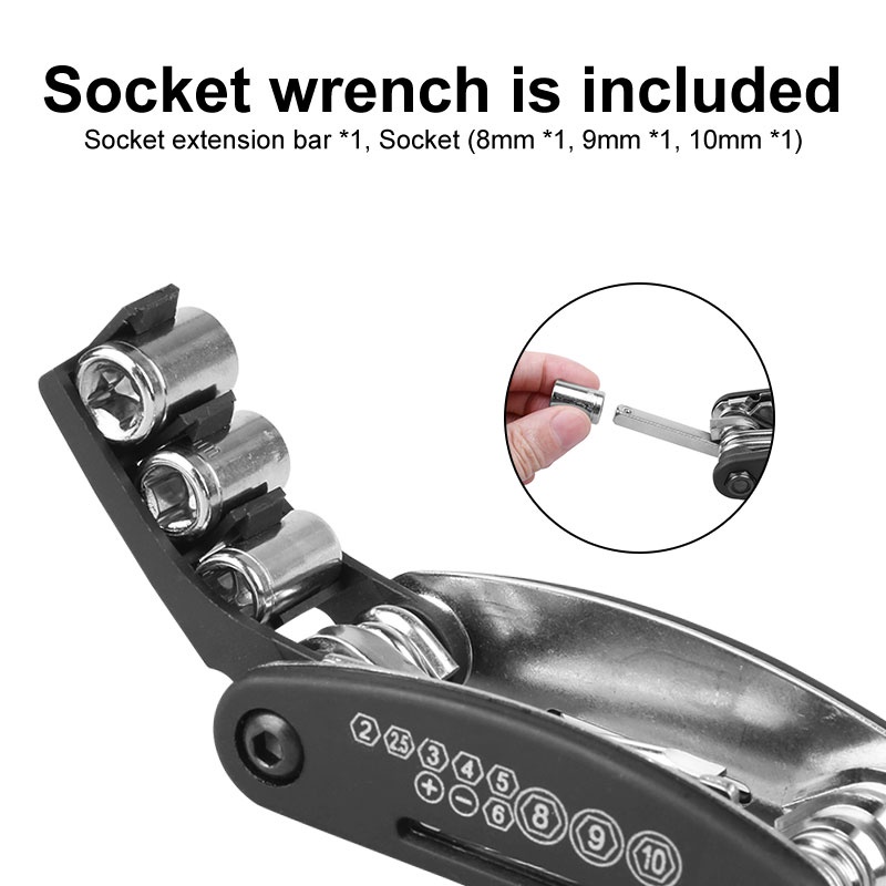X-TIGER Dụng cụ sửa chữa xe đạp MTB đa năng 15 trong 1 gồm cờ lê tua vít