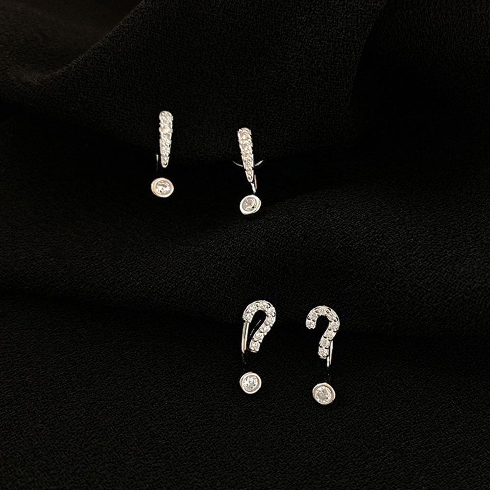 USNOW Bông Tai Mạ Bạc Hình Biểu Tượng Đính Đá Sang Trọng