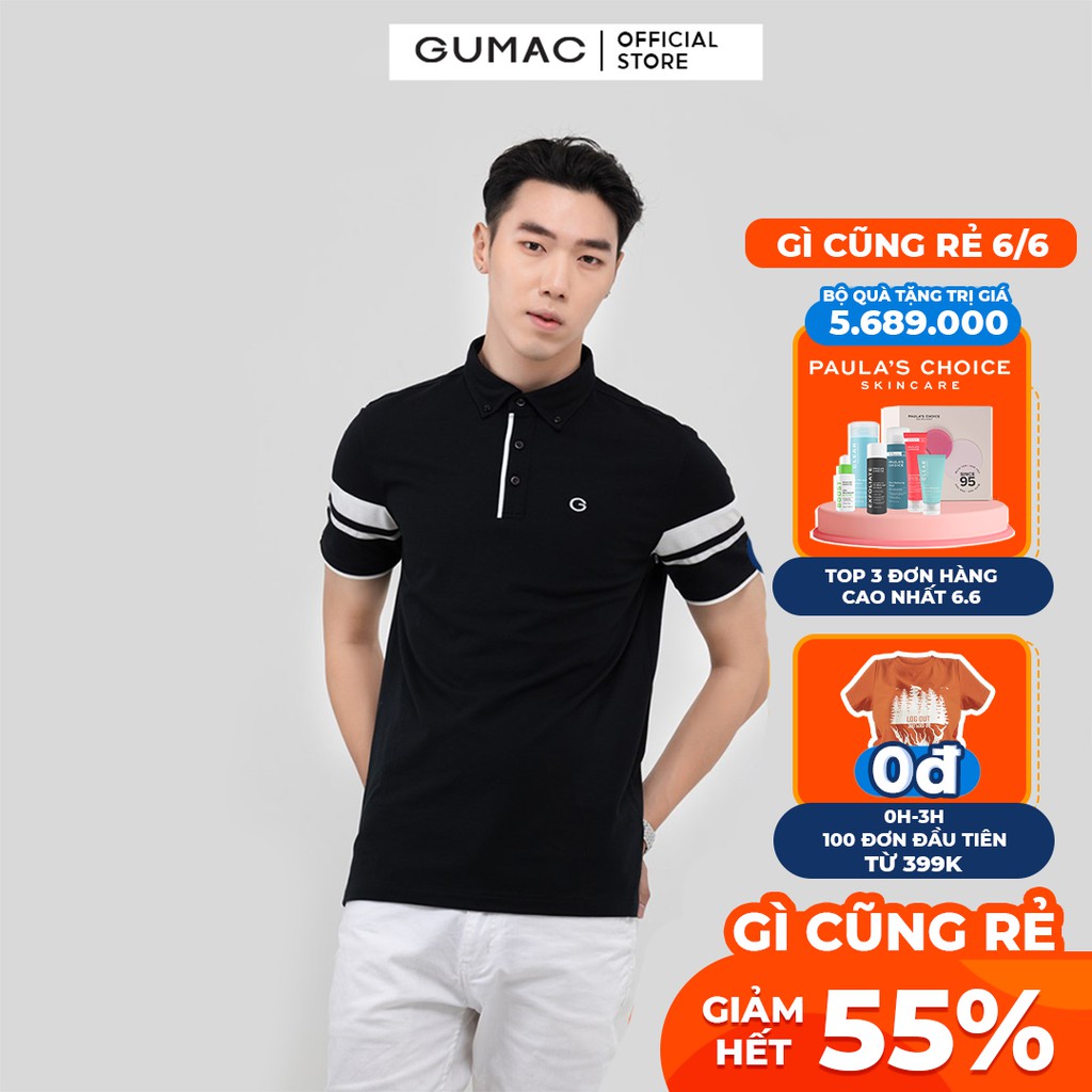 [Mã WABRGD12 giảm 10% đơn 250K] Áo polo nam cá tính tay phối màu GUMAC nhiều màu ATNB397