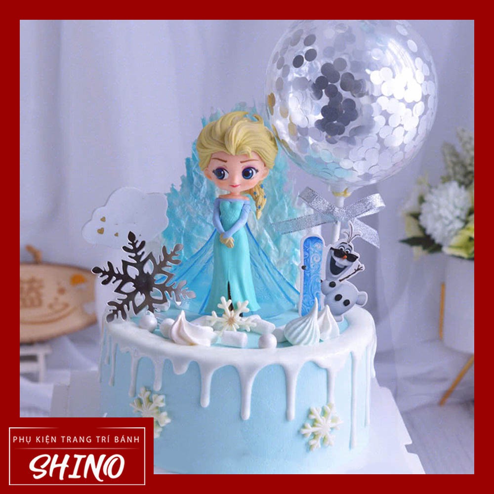 Đồ chơi Búp bê công chúa Elsa/Anna chibi trang trí bánh sinh nhật