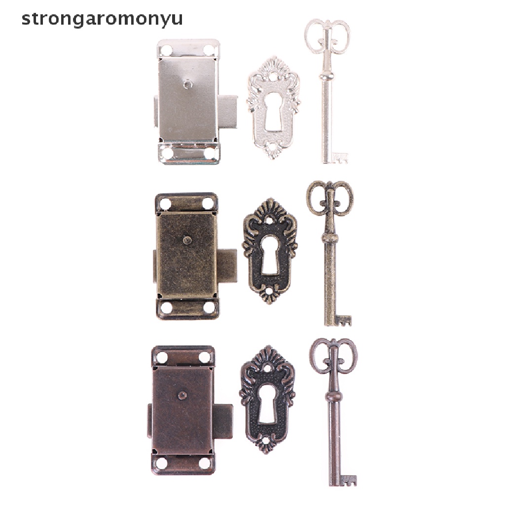 1 Bộ Ổ Khóa Cửa Tủ Bằng Đồng Phong Cách Cổ Điển