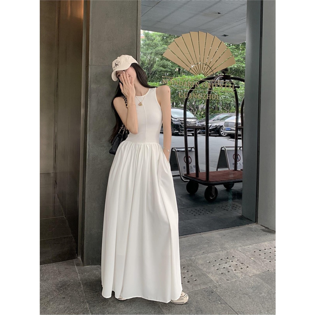 Đầm Thể Thao Sát Nách Dáng Dài Màu Đen Thời Trang Mùa Hè Cho Nữ