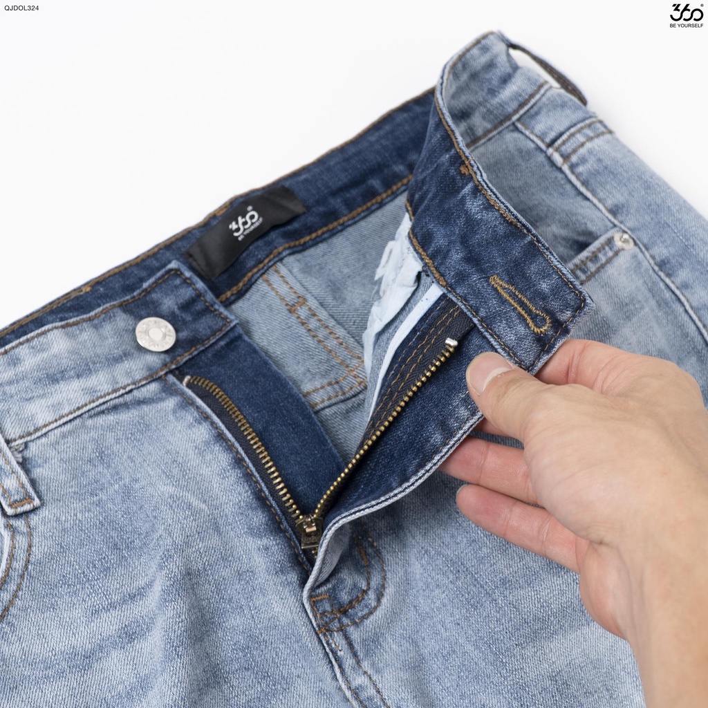 Quần jean nam ông đứng slimfit thương hiệu 360 Boutique màu jeans xanh denim chất liệu bò cao cấp - QJDOL324