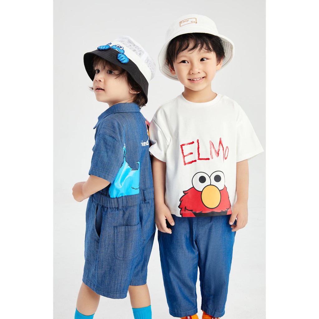 Áo phông bé trai và bé gái màu trắng Elmo hãng Balabala 20122111720310101