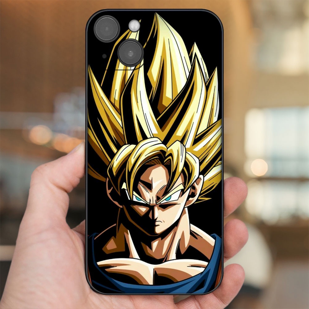 Ốp lưng iPhone 14 Plus dẻo đen cạnh vuông in hình Goku Dragon Ball