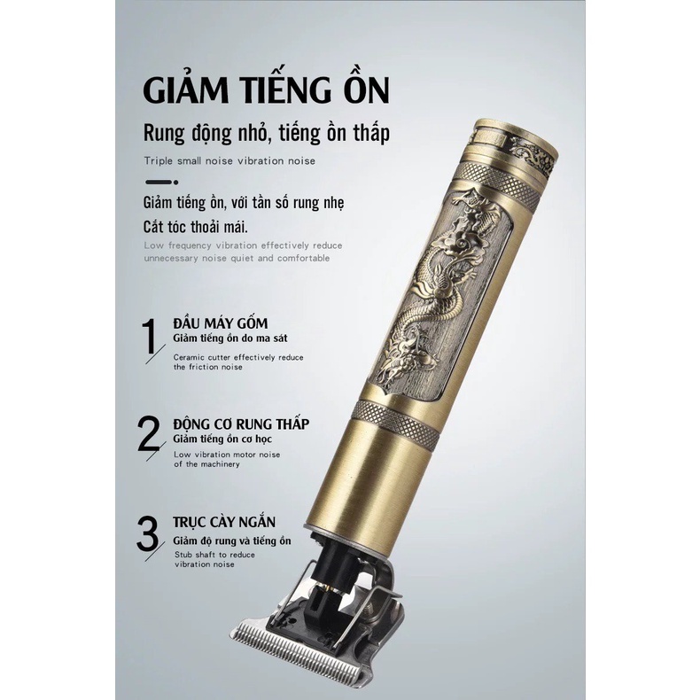 Tông đơ chấn viền máy tạo kiểu tóc chuyên nghiệp KEGU VINTAGE T9 hộp to có khay chống sốc cao cấp